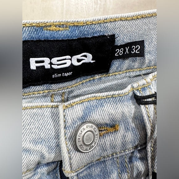 RSQ Mens Slim Taper Jeans 28x32 Light Wash Distressed Stretch Denim‎ - Picture 2 of 8